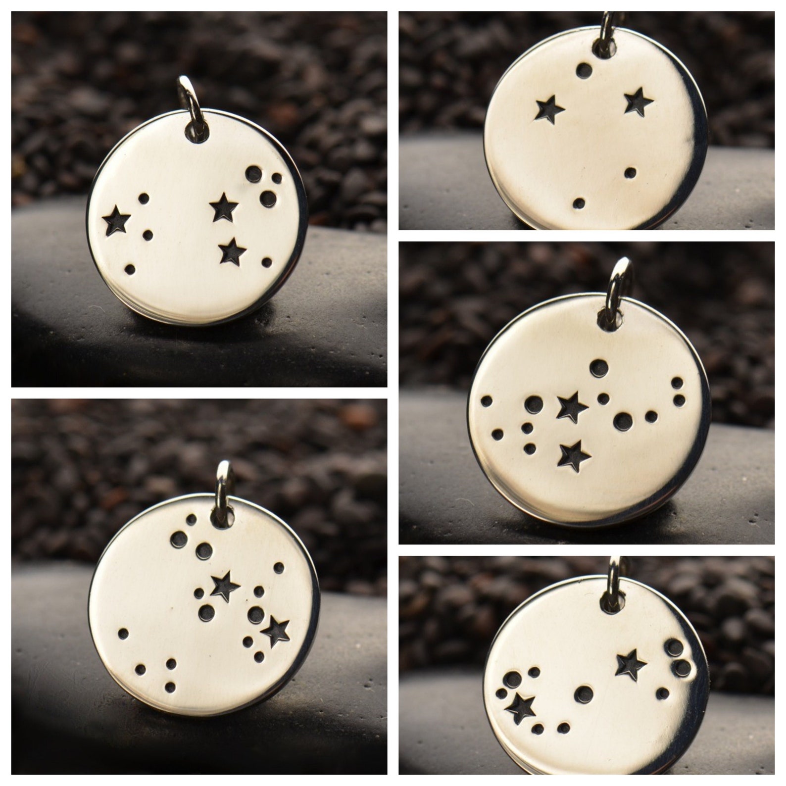 Zodiac Charm Necklace, 925 Sterling Silver Constellation Pendant ...