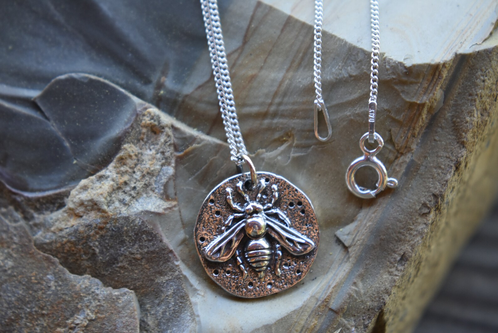 Bee Coin with crystal Necklace FINAL SALE