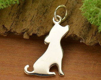 Sterling Silver Dog Charm Necklace / Puppy Silhouette / Labrador image / 1218