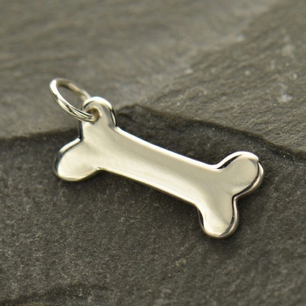 Dog Bone Charm 925 Sterling Silver / Animal Lover Pendant Necklace / Jewellery UK Seller Vet Groomer Gift 801