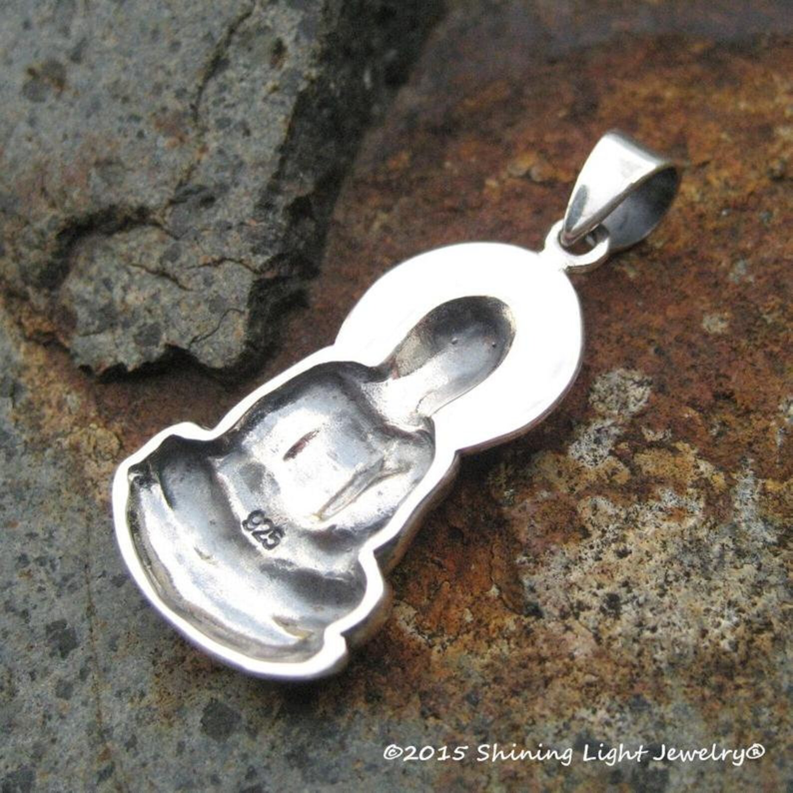925 Sterling Silver Large Buddha Pendant Necklace / Blossoming Etsy
