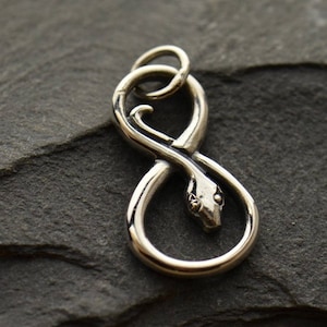 925 Sterling Silber Schlange Charm / Schlange Infinity Link Anhänger Halskette / Renewal Rebirth Goth Boho Tribal 1220