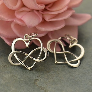 Silver Infinity Heart Charm, Infinite Love and Heart Necklace, Infinity Jewellery UK, Interlinked Infinity Heart Pendant 2899