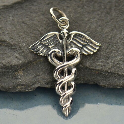 Sterling Silver Caduceus Medical Charms - Etsy