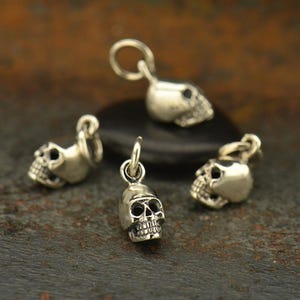 Tiny Skull Charm 925 Sterling Silver Necklace / Whimsigoth Gothic Goth Skeleton / Pendant Day of Dead / Rebirth Renewal 1125 image 1