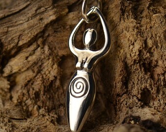 925 Sterling Silver Fertility Goddess Charm / Female Deity Childbirth Mother / Lady Woman Friendship 1233