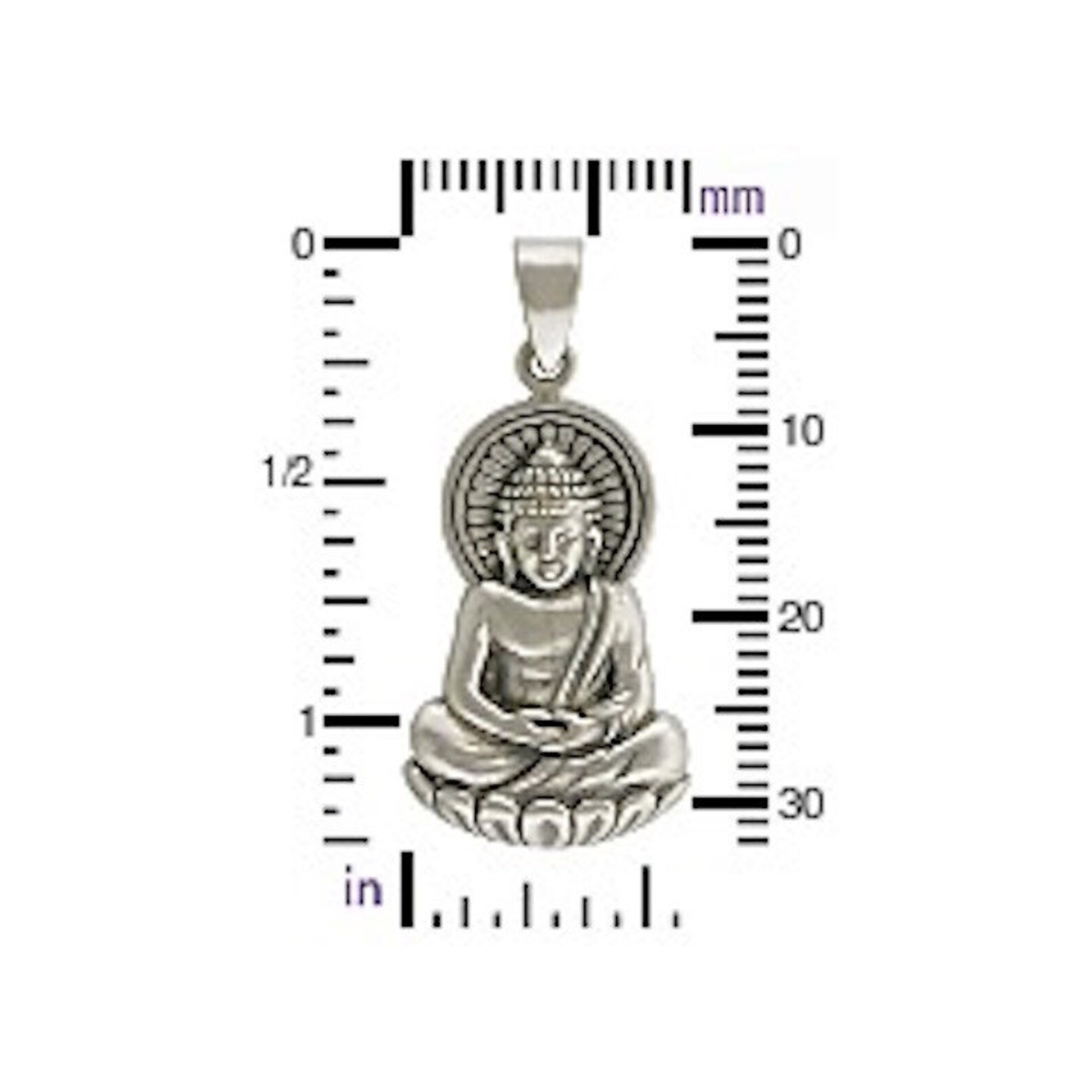 925 Sterling Silver Large Buddha Pendant Necklace / Blossoming Etsy