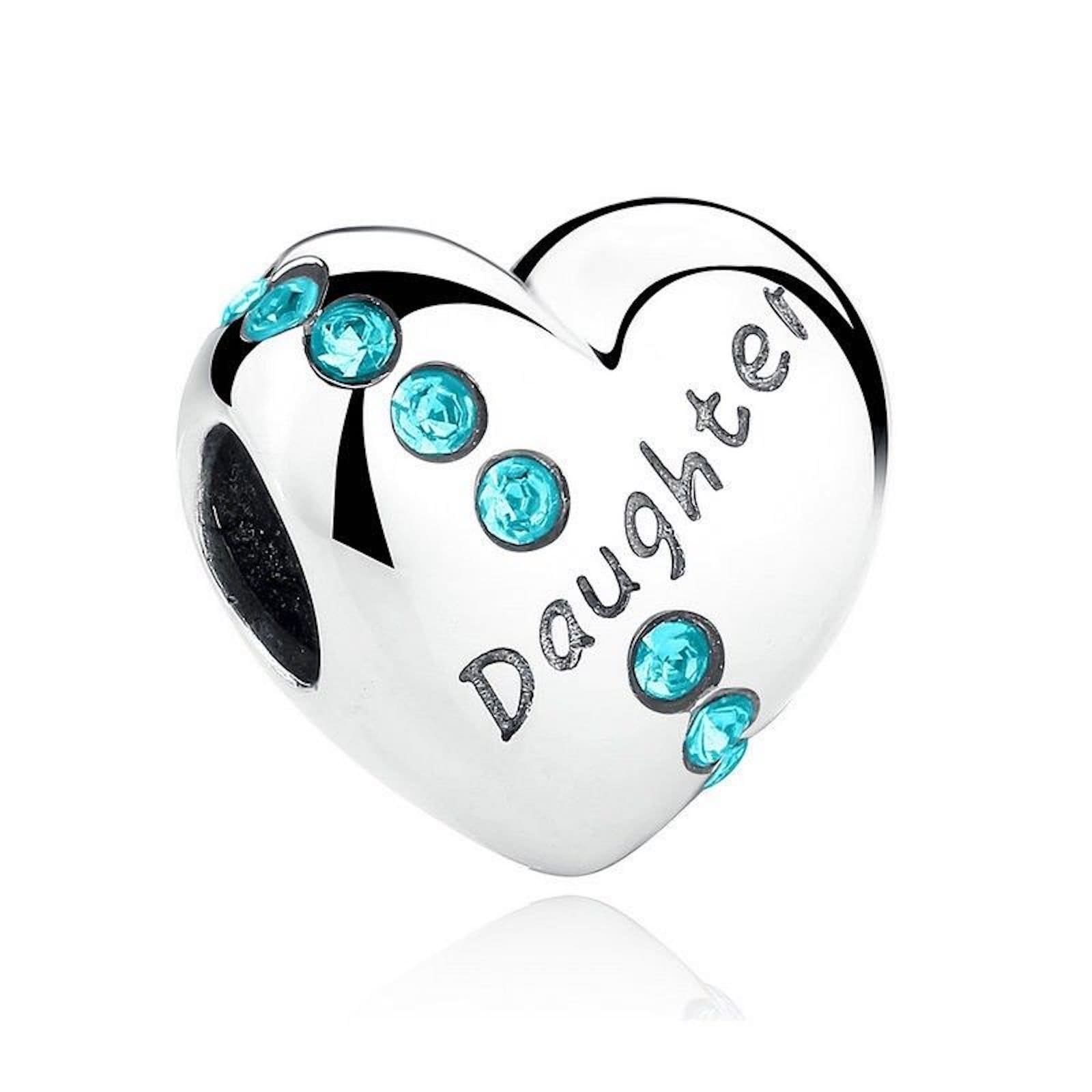 Daughter Charm Love Heart Bead / Genuine 925 Sterling Silver / Etsy