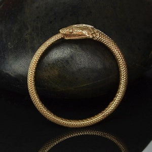 Bronze Ouroboros Ring, Snake Eating Tail, Serpent Reptile Gothic Goth, Stacking Ring Jewelry Finding, UK Size L N P R, Curiology B704