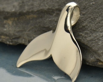 Whale Tail Necklace / 925 Sterling Silver Pendant Ocean Charm / Marine Sea Life Beach Orca Animal 1418