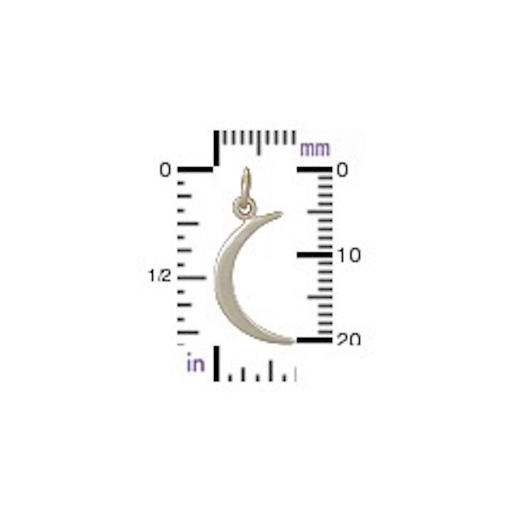 Crescent Moon Charm / 925 Sterling Silver Waxing Moon Necklace ...
