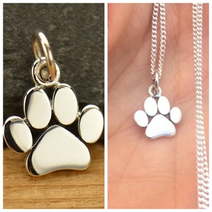 Personalised Paw Necklace, Silver Dog Paw Charm, Initial Disk, Gift for Pet Owner, Cat Gift for Her, Honor Pet Charm 1628 image 4