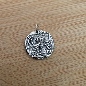 Owl of Athena Ancient Coin Necklace, Sterling Silver Greek Charm, Mythology Pendant Snake Chain, Men's & Women's Jewelry Strength Gift 886 image 6