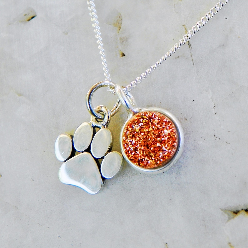 Personalised Paw Necklace, Silver Dog Paw Charm, Initial Disk, Gift for Pet Owner, Cat Gift for Her, Honor Pet Charm 1628 image 9