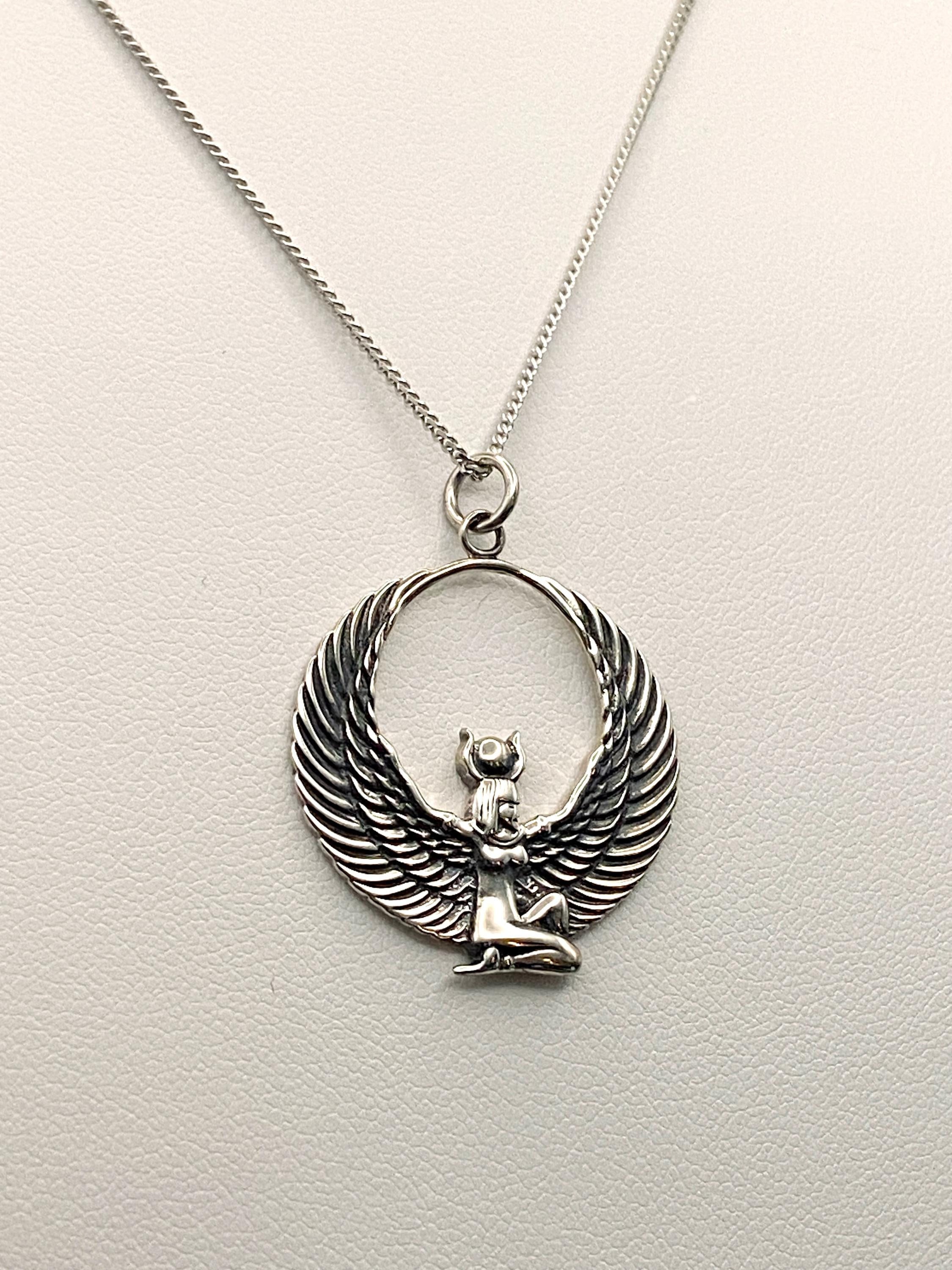 925 Sterling Silver Egyptian Goddess Pendant / Rebirth Afterlife / Isis Mother Protector of the Dead / Goddess of Children Necklace 6000