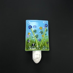 Fused glass flower garden night light NLT-4