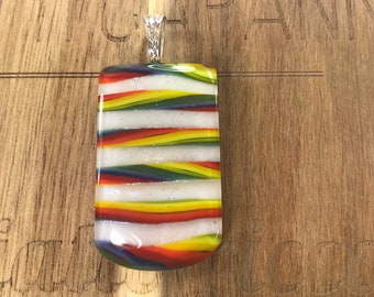 Rainbow fused glass pendant F-16