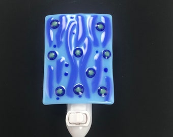 Abstract night light, night light in shades of blues with flower Millifiori  NLT-1