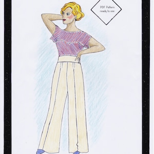 1930s Pants Marlene - PDF Pattern Size US2/UK6/DE32 and US4/UK8/DE34