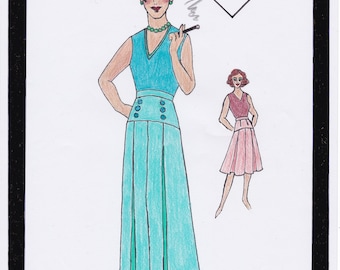 Jaren '40 Palazzo Broek & Culottes Theresa - PDF Naaipatroon Maat US18/UK22/DE48 en US20/UK24/DE50