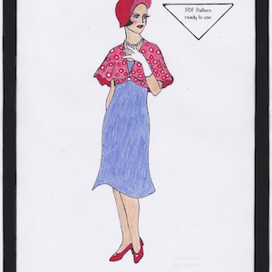 1930s Bolero Cape Marjorie PDF Pattern Size US10/UK14/DE40 and US12/UK16/DE42