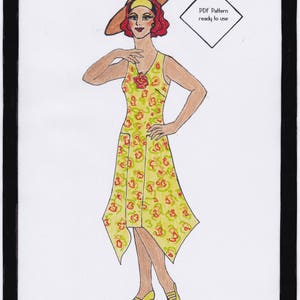 1930s Dress Pattern Dress Ava - PDF Pattern Size US10/UK14/DE40 and US12/UK16/DE42