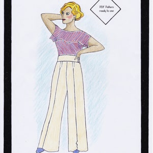 1930s Pants Marlene - PDF Pattern Size US10/UK14/DE40 and US12/UK16/DE42