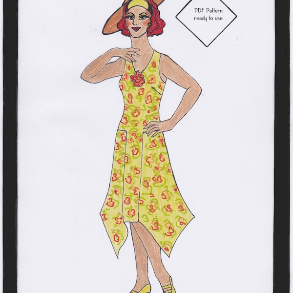 1930s Dress Pattern Dress Ava - PDF Pattern Size US6/UK10/DE36 and US8/UK12/DE38