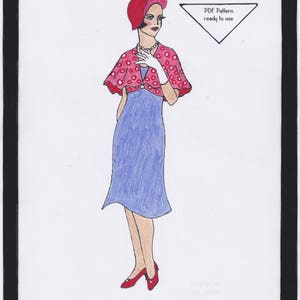 1930s Bolero Cape Marjorie PDF Pattern Size US6/UK10/DE36 and US8/UK12/DE38