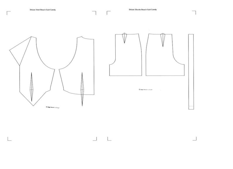 PDF Pattern Size US4UK8DE34 and US6UK10DE36 1920s Beach Suit Candy