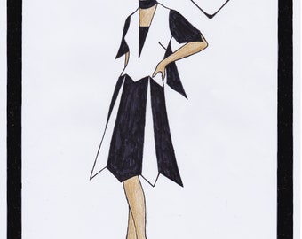 1920s Black & White Dress Isobel - PDF Schnittmuster Size US8/ UK12/ DE38
