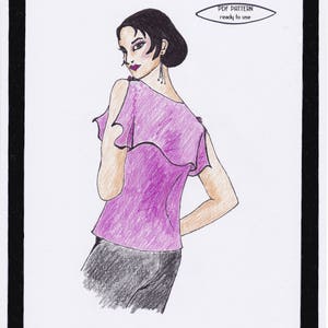1930s Blouse Pattern Flapper Blouse Yvette - PDF Pattern Size US18/UK22/DE48 and US20/UK24/DE50