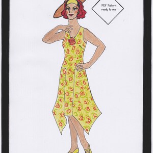 1930s Dress Pattern Dress Ava - PDF Pattern Size US10/UK14/DE40 and US12/UK16/DE42