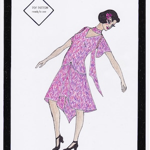 1930s Dress Pattern Tango Dress Phryne - PDF Pattern Size US6/UK10/DE36 and US8/UK12/DE38