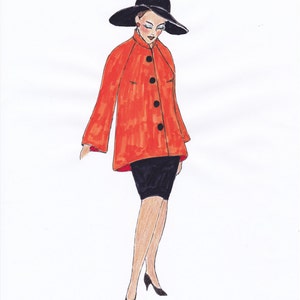 Manteau Corie des années 1960 - Patron de couture PDF tailles US6/UK10/DE36 et US8/UK12/DE38