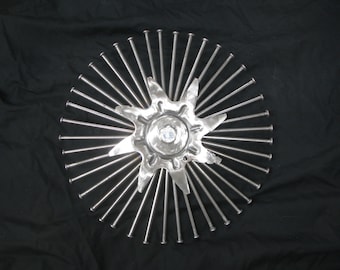 Starburst II Metal Wall Art, Handcrafted Steel Nails, Industrial Home Decor