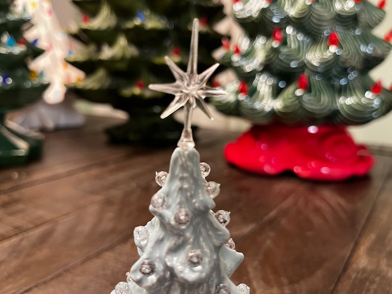 6 Inch Light Blue Ceramic Christmas Tree With Clear Lights Etsy