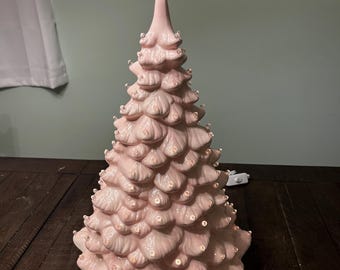 21 inch Large Light Pink Ceramic Christmas Tree