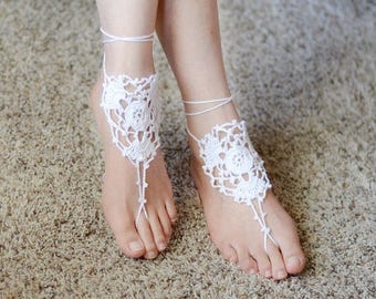 Crochet Barefoot Sandals, Barefoot Sandals Pattern, Beach Wedding, Bridesmaid, Bridal Gift,Beach Party, Foot Jewelry, Foot Accessories