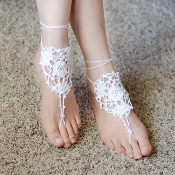 Crochet Barefoot Sandals, Barefoot Sandals Pattern, Beach Wedding, Bridesmaid, Bridal Gift,Beach Party, Foot Jewelry, Foot Accessories