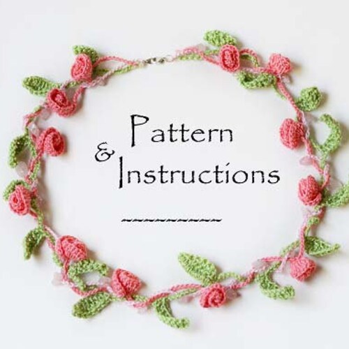 Crochet Roses Necklace With Beadscrochet Roses Etsy