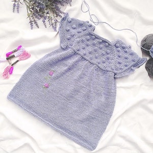 Knitting Popcorn Dress, Knitting Baby Dress, Knit Popcorn Dress, Knitting Dress Pattern, Dress Pattern, Seamless, Size 0-6T, Topdown
