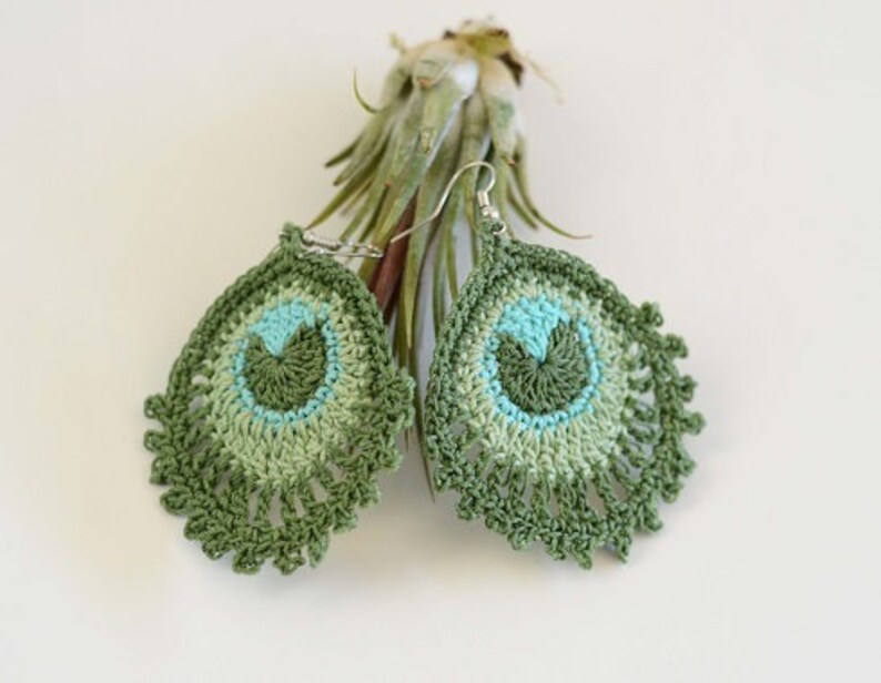 Crochet Peacock Pattern Crochet Peacock Earrings Etsy