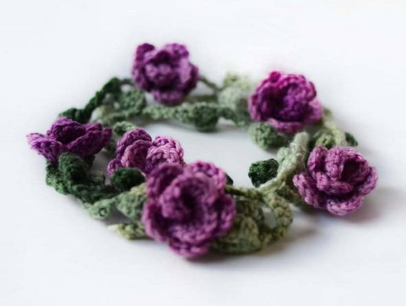 Crochet Necklace Pattern Crochet Flower Necklace Pattern Etsy