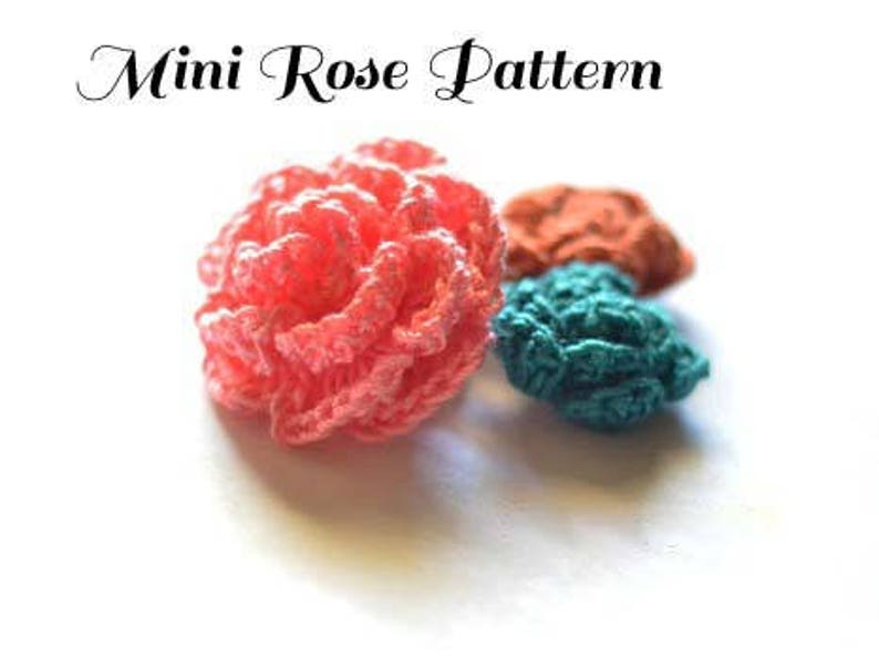 Crochet Mini Rose Pattern, Crochet Rose Pattern, PDF Pattern & Instructions, Crochet Roses image 2