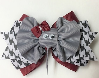 Alabama Elephant Hair Bow: Roll Tide Grosgrain Ribbon Bow