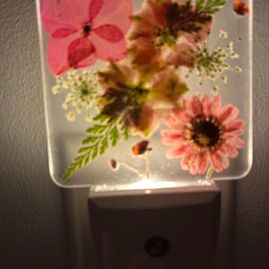 Handmade Pressed Flower Nightlight, Unique LED Plug-In