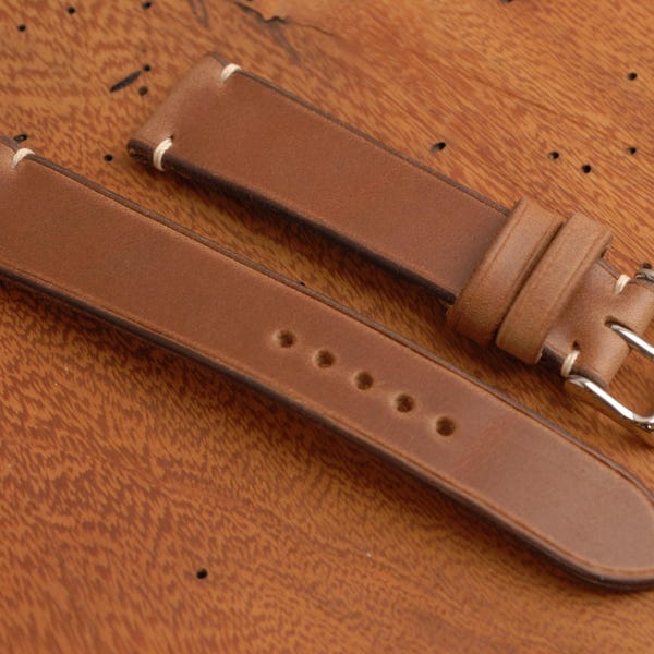 Natural Horween Chromexcel Leather Tapered Watch Strap