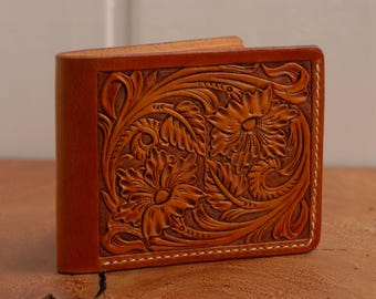 Hand Tooled Western Wallet, Classic Billfold