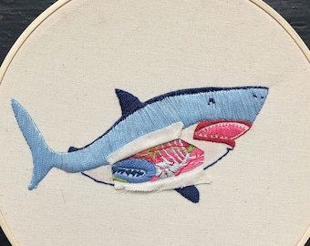 Hand Embroidery Pattern, Shark Pattern, Science Pattern, Ocean animal Pattern